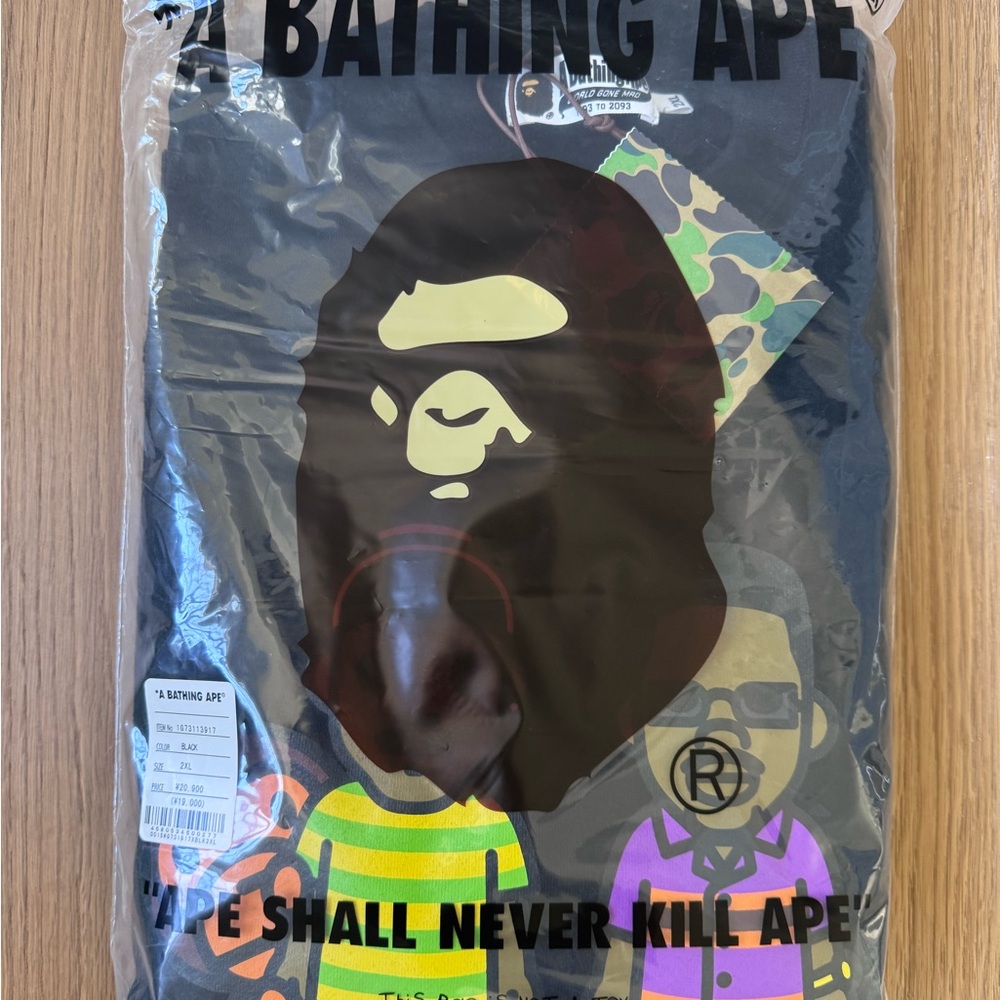 A Bathing Ape Black Sweatshirt with Ape Head & Colorful Characters
